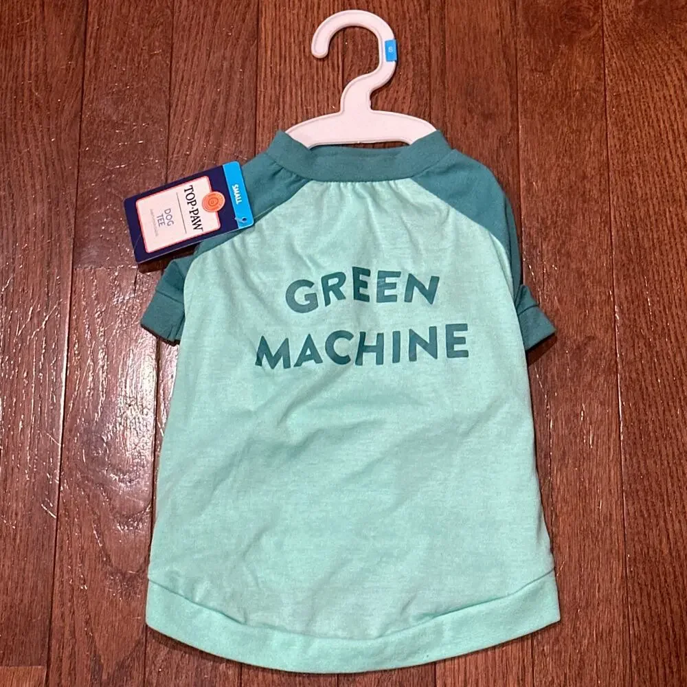 NWT Top Paw Green Machine Raglan Dog Shirt Small